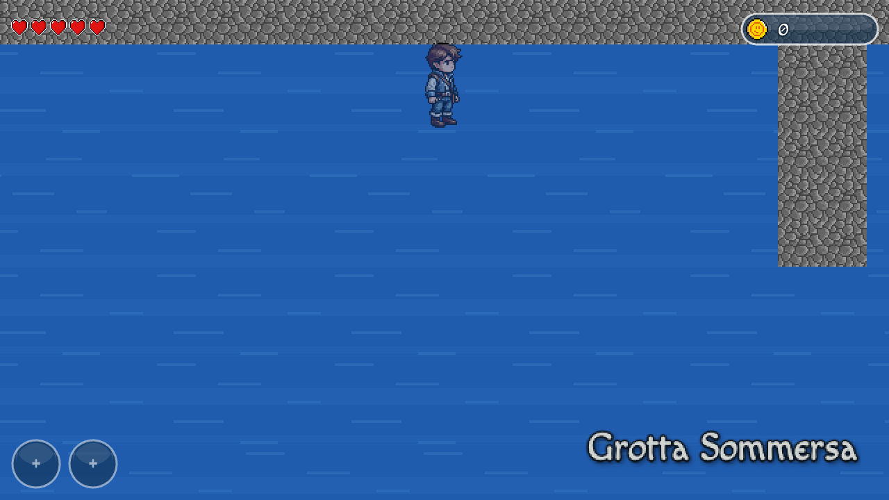 Ash che nuota sott'acqua nella grotta allagata
